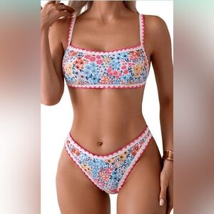 SOLY HUX Floral Print Tie Back 2pc Bikini Set Women’s L